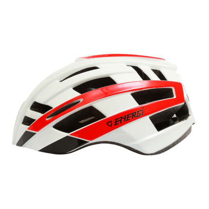 کلاه دوچرخه سواری چراغ دار انرژی مدل HB3-8 سفید قرمز
